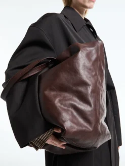 Læder Tote Bag i Brun
