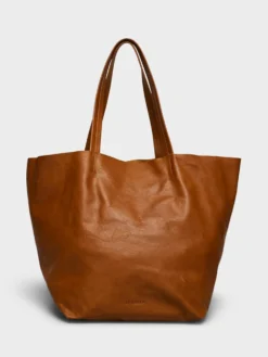 Læder Tote Bag i Cognac