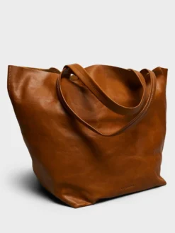 Læder Tote Bag i Cognac