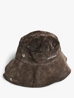 Le Bob De-Nimes Velvet Bucket Hat i Khaki