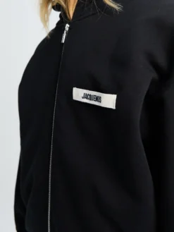 Le Hoodie Zip Gros Grain i Sort