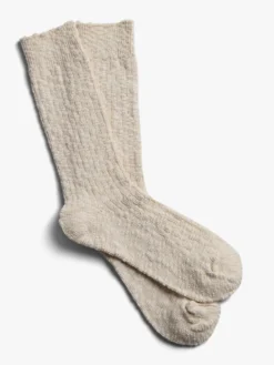 Light Slub Crew Socks i Elfenben