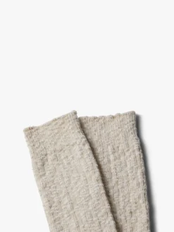 Light Slub Crew Socks i Elfenben