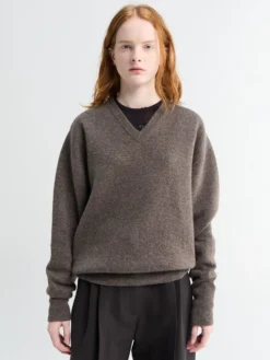 Loch Cashmere V-hals Jumper i Mus