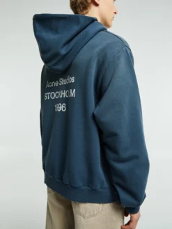 Logo Hooded Sweater i Deep Blue
