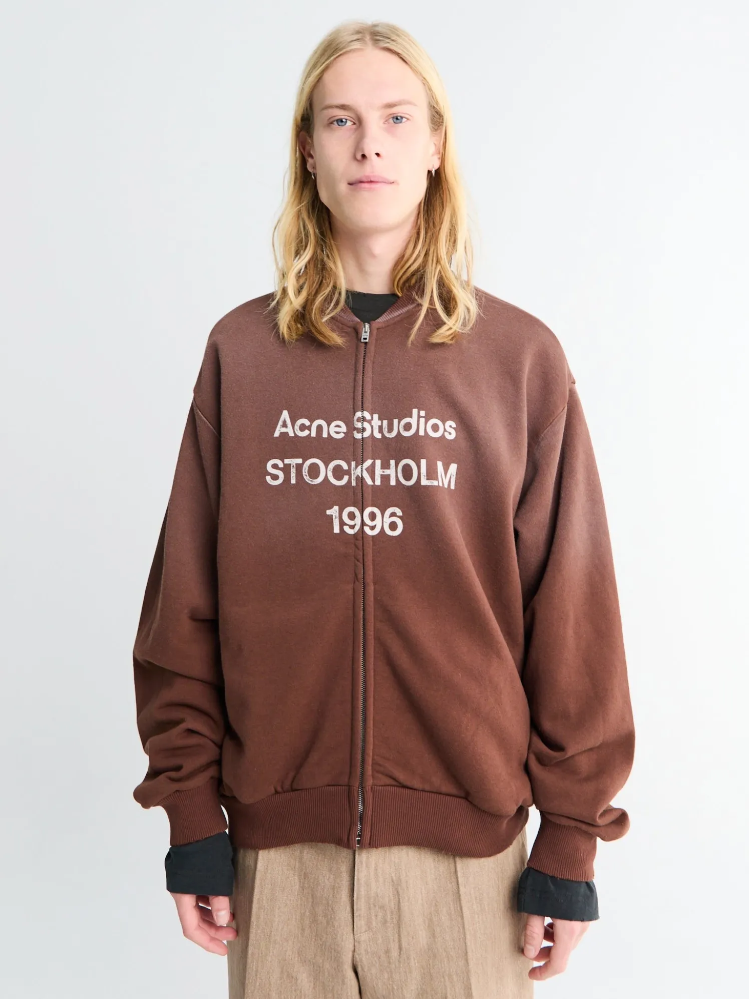 Logo Zip Sweatshirt i Chokoladebrun