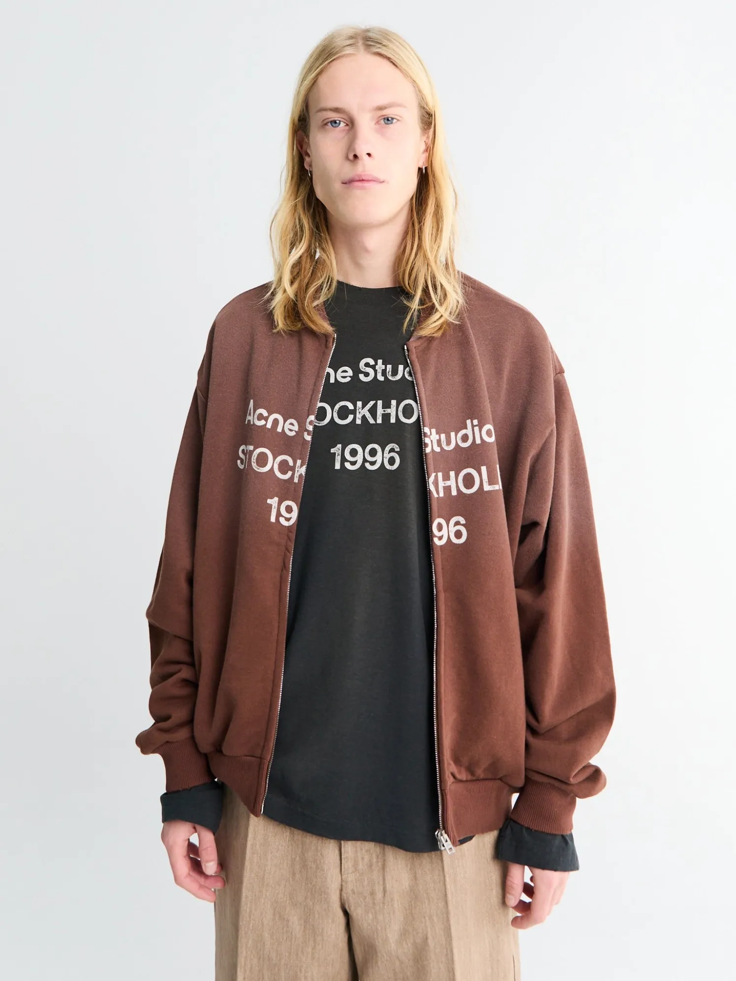 Logo Zip Sweatshirt i Chokoladebrun