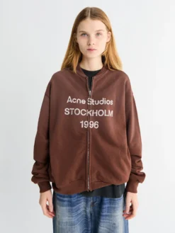 Logo Zip Sweatshirt i Chokoladebrun