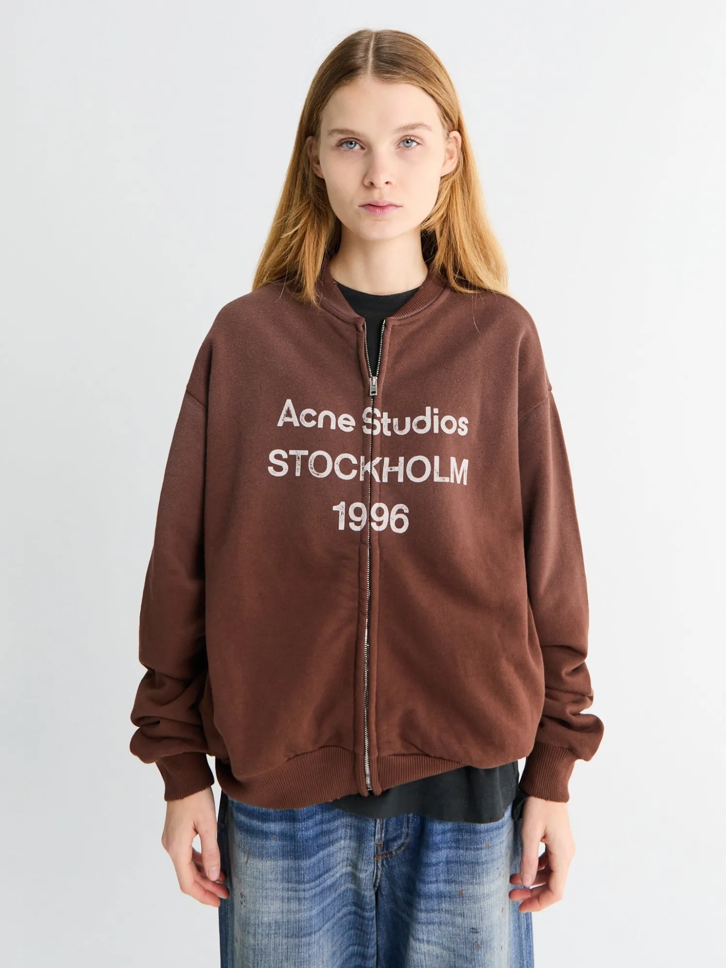 Logo Zip Sweatshirt i Chokoladebrun
