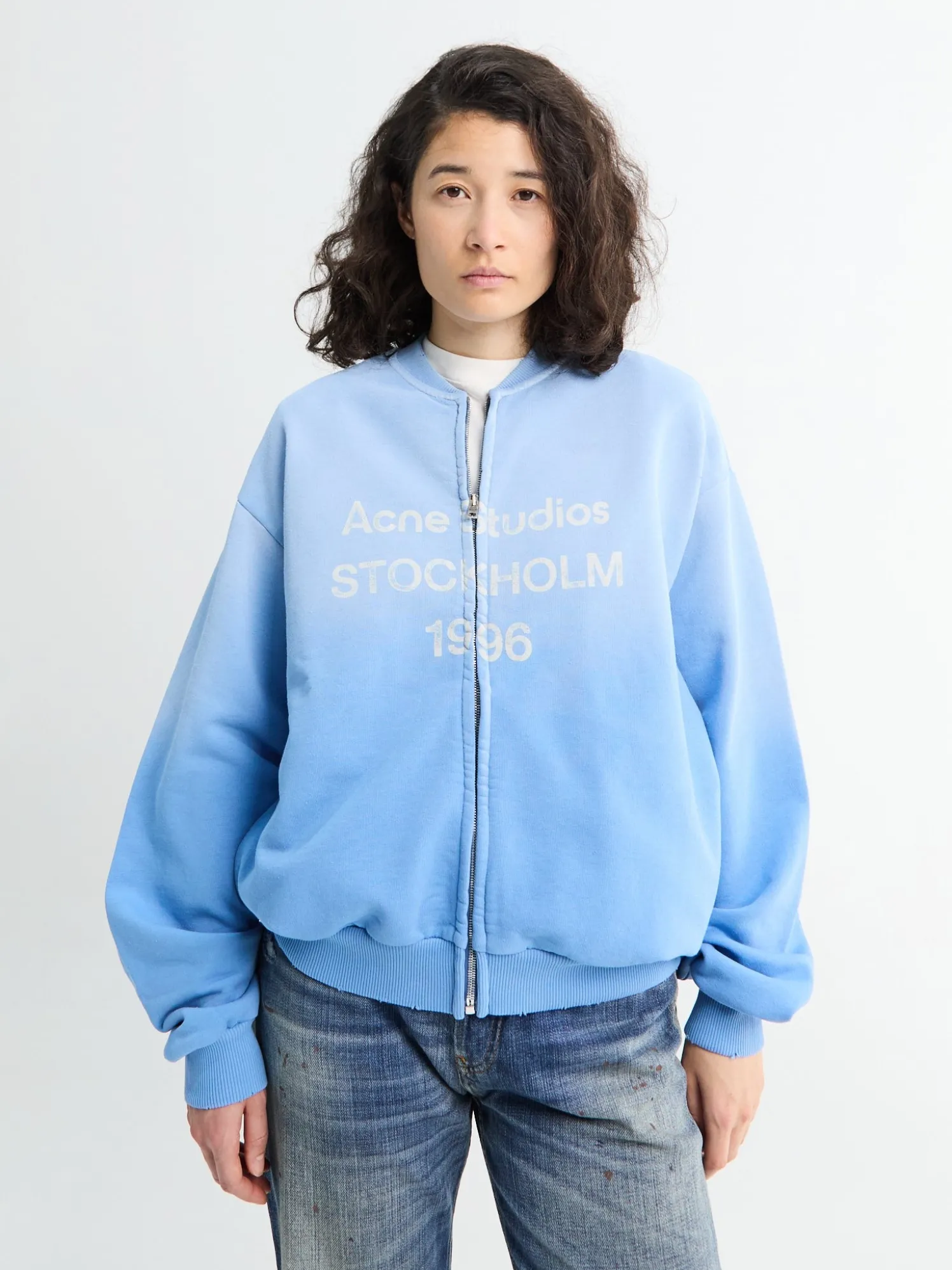Logo Zip Sweatshirt i Kornblomstblå