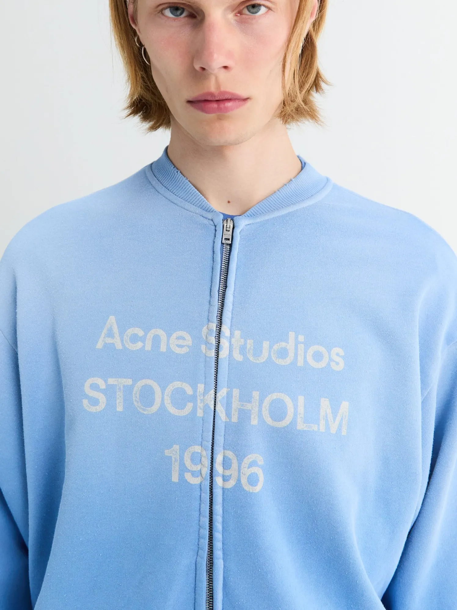 Logo Zip Sweatshirt i Kornblomstblå