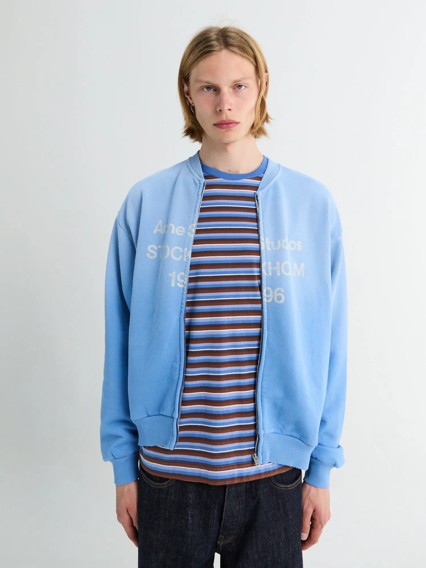 Logo Zip Sweatshirt i Kornblomstblå