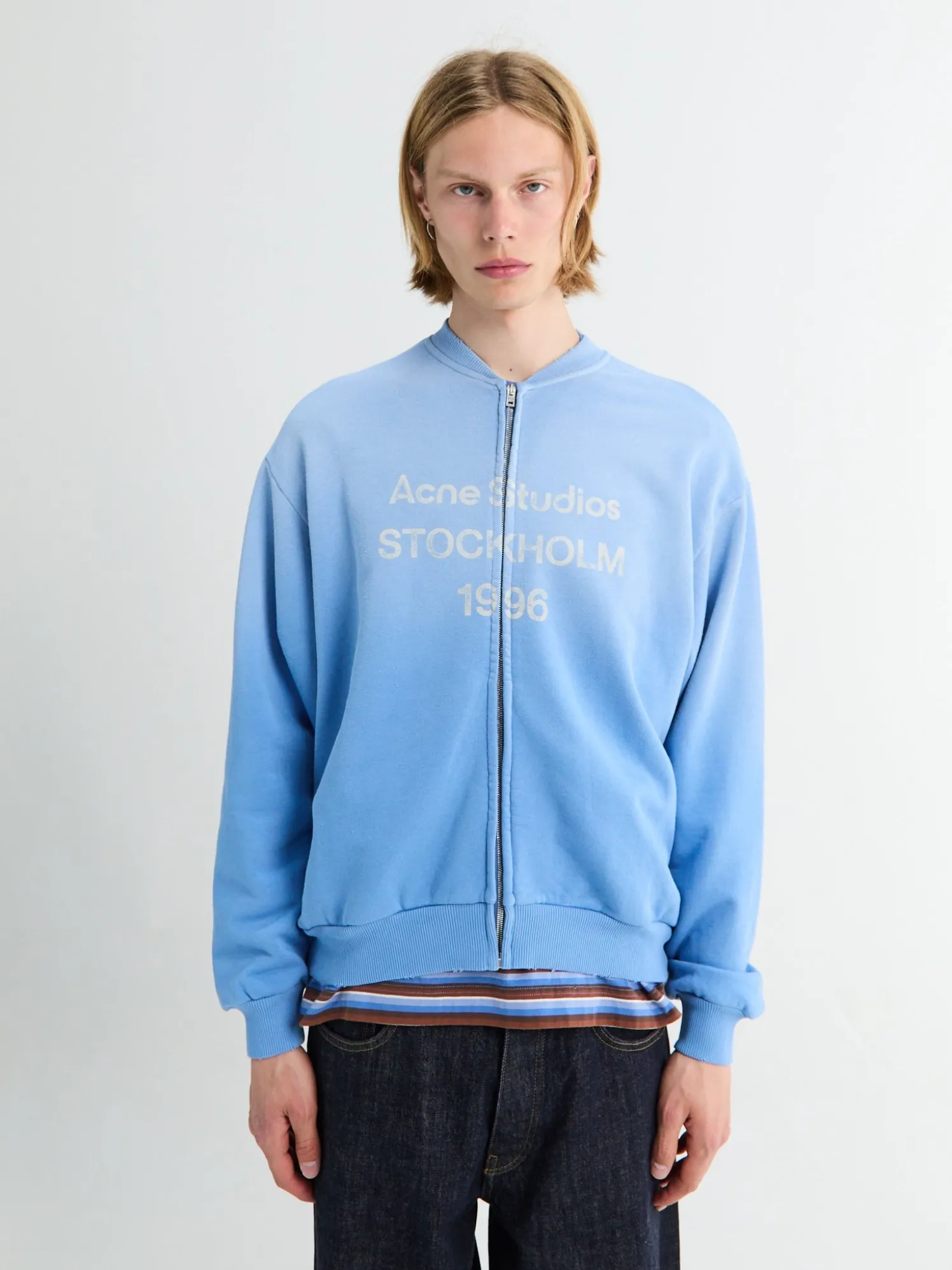 Logo Zip Sweatshirt i Kornblomstblå
