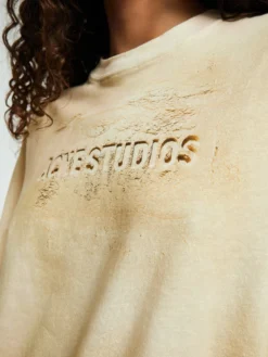 Long Sleeve Logo T-shirt i Sand Beige