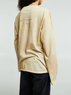 Long Sleeve Logo T-shirt i Sand Beige