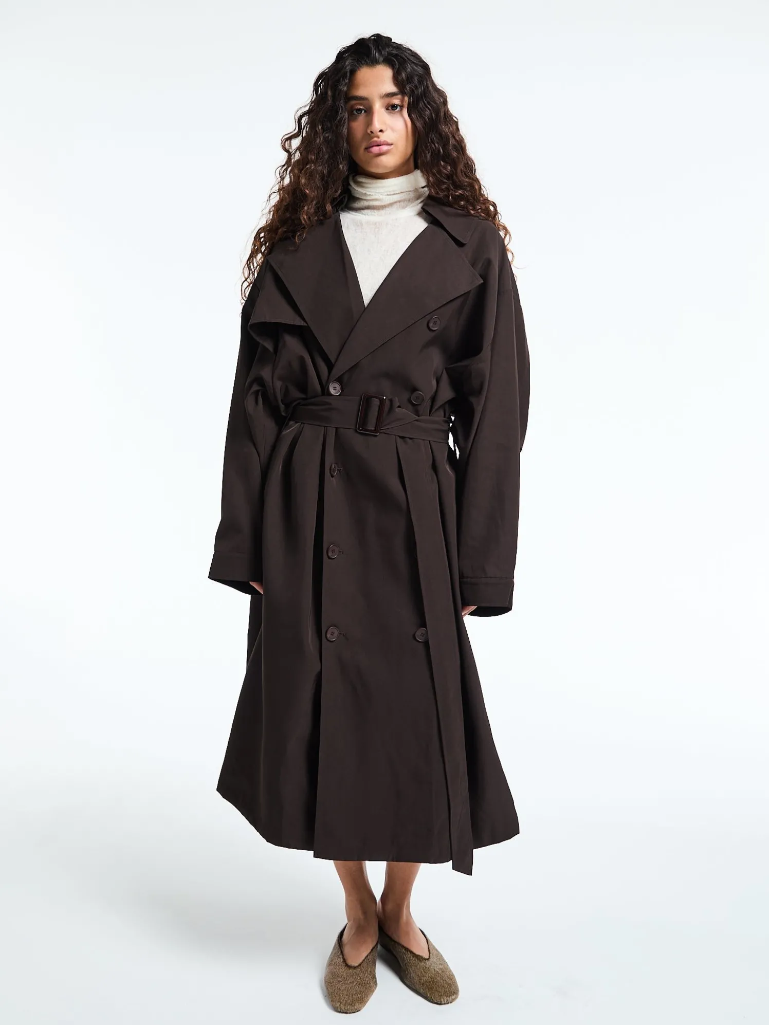Mavis Oversized Trench Coat i Brun