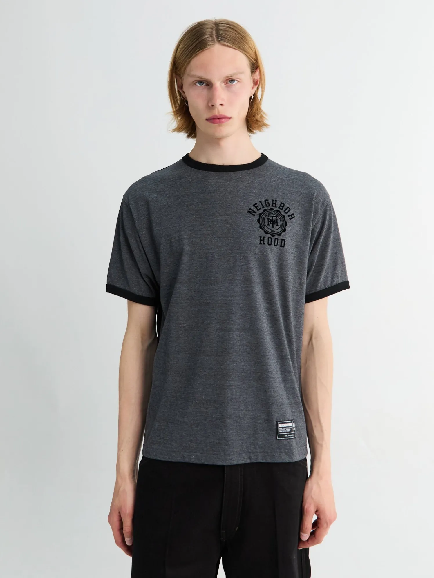 Meleret kortærmet T-shirt i Sort