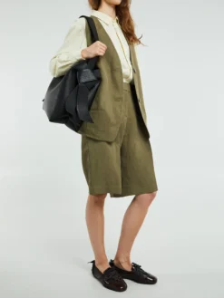 Melrose Hør Vest i Khaki