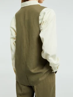 Melrose Hør Vest i Khaki