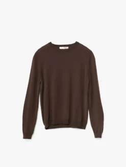 Merino strikket crew neck i Brun