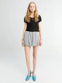 Mini Volumed Skirt i Melange Grå
