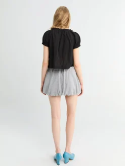 Mini Volumed Skirt i Melange Grå