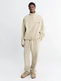 Modern Fit Fleece Track Jacket i Abbey Stone