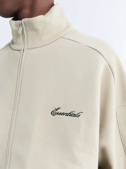 Modern Fit Fleece Track Jacket i Abbey Stone