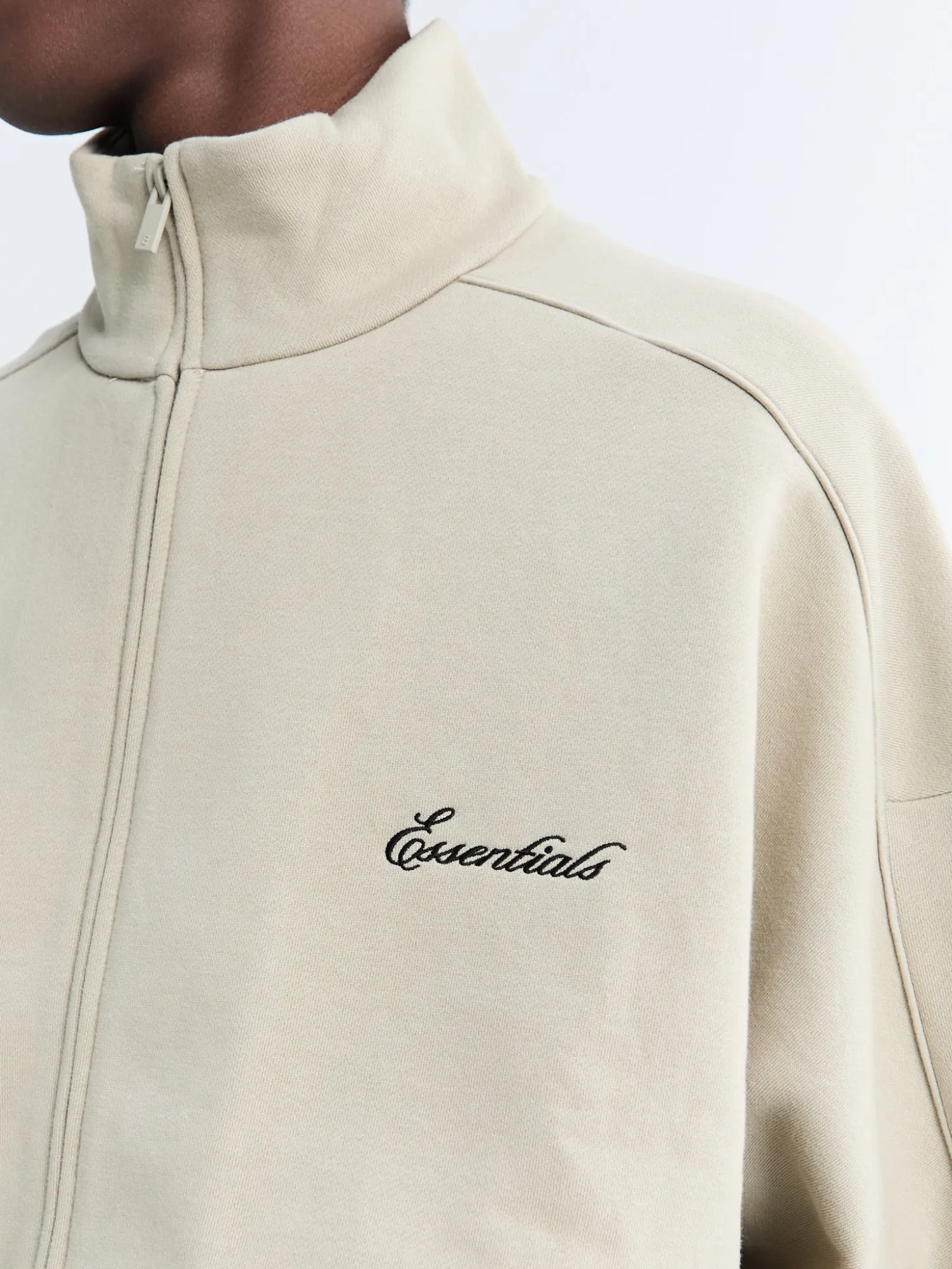Modern Fit Fleece Track Jacket i Abbey Stone