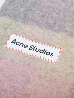 Mohair Checked Tørklæde i Fuchsia, Lilla og Lyserød