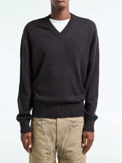 Moon Merino V-Neck Knit i Brun