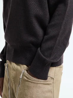 Moon Merino V-Neck Knit i Brun