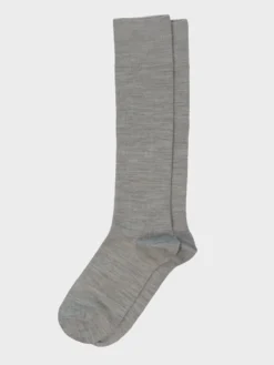 Mrs Merino High Ribbed Strømper i Light Grey