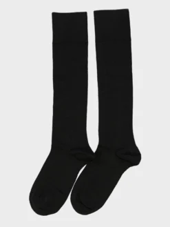 Mrs Merino High Ribbed Strømper i Sort