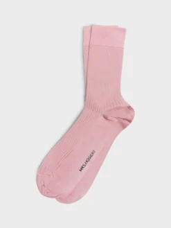 Mrs. Silky Fine Ribbed Strømper i Pink