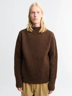 Navy Crewneck i Natural Brown