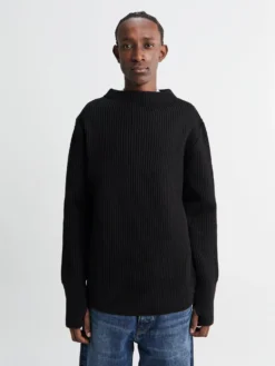 Navy Crewneck i Sort
