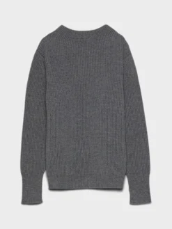 Navy Crewneck Strik i Grå