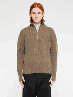Navy Half Zip Strik i Natural Taupe