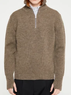 Navy Half Zip Strik i Natural Taupe