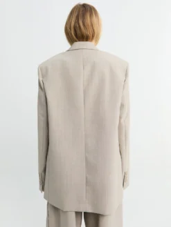 Newark dobbeltradet blazer i beige melange
