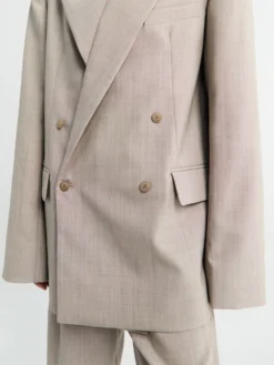 Newark dobbeltradet blazer i beige melange