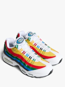 Nike Air Max 95 Big Bubble PRM i Hvid, Metallisk Guld, Rød og Blå