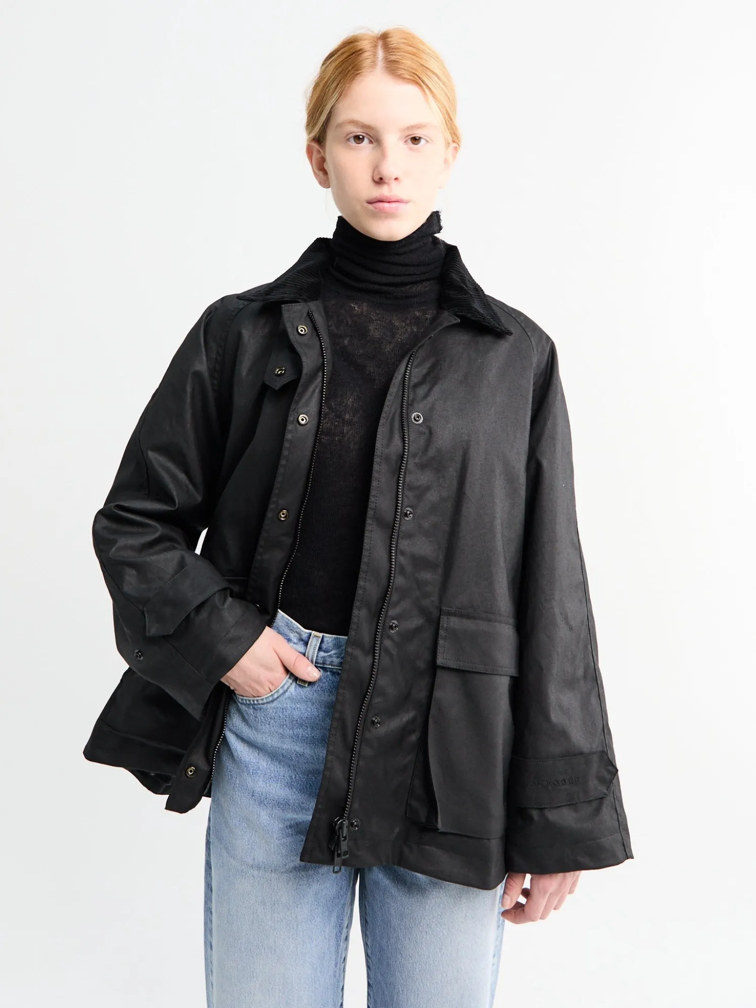 Oilskin Jacket i Sort