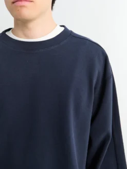 Panel Pique Crewneck i Navy