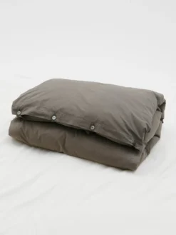 Percale Duvet Cover in Dark Taupe