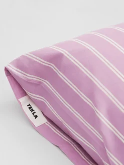 Percale Pudebetræk i Mallow Pink Stripes