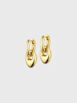 Petit Pebble Hoop Øreringe i Guld