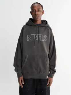 Pigmentfarvet Sweat Hoodie i Sort