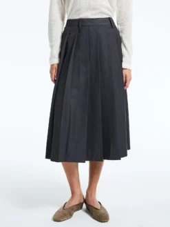 Pleats Long Nederdel i Charcoal Grey